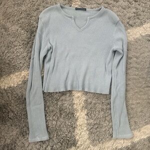 Brandy Melville Light Blue Ribbed Crop Top